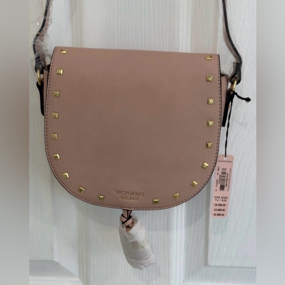 Victoria's Secret Blush Crossbody Bag with Gold Studs